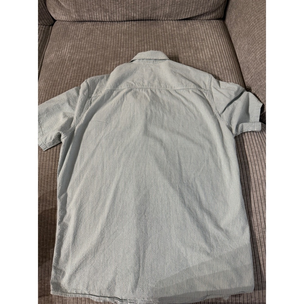 Eddie Bauer Mens TL Blue White Seersucker Stripe Short Sleeve Button Down Shirt - Picture 2 of 9